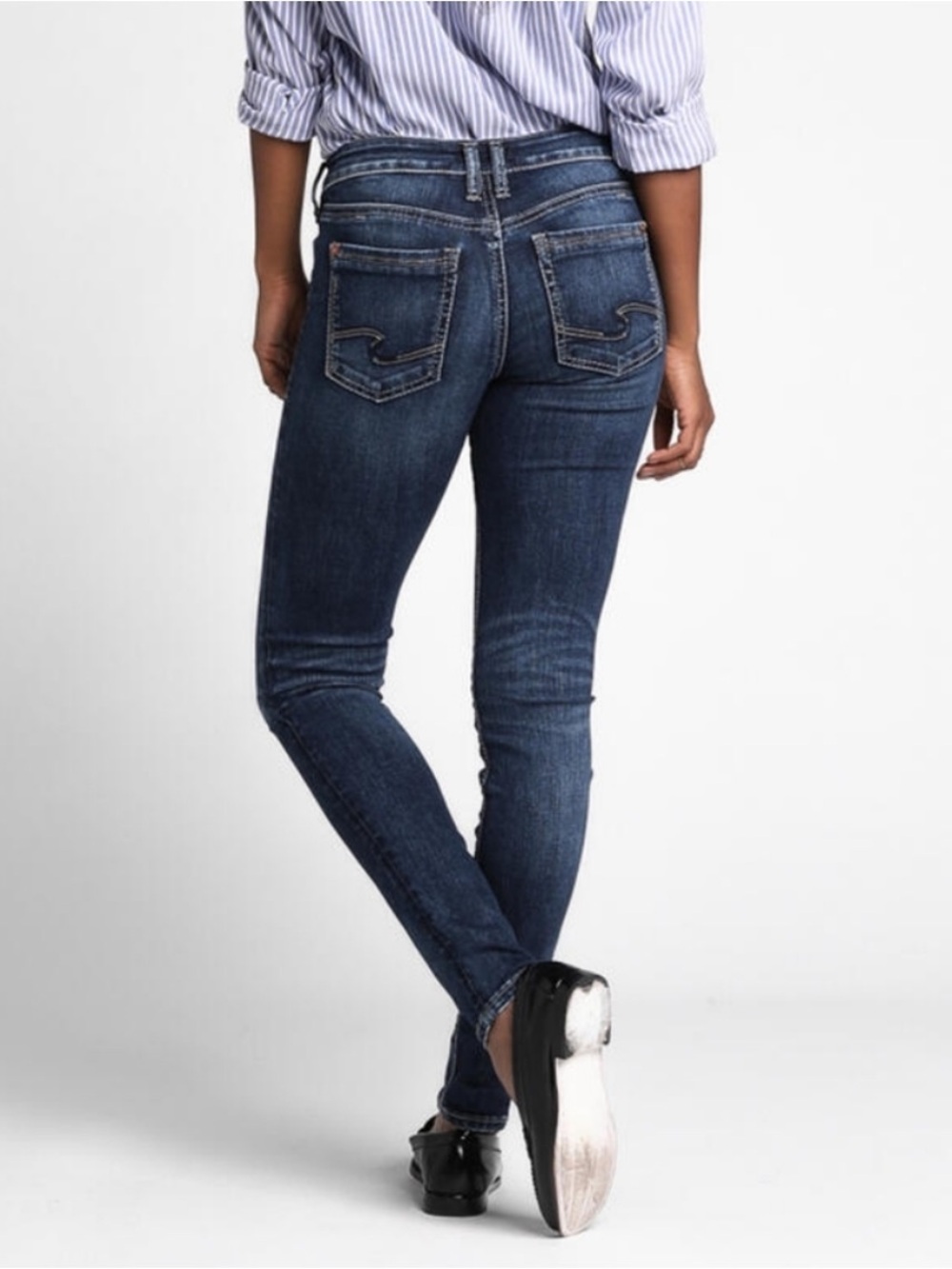 Silver Suki Jeans Mid Rise Skinny Dark Wash Stretchy Fall Denim Womens Size 30